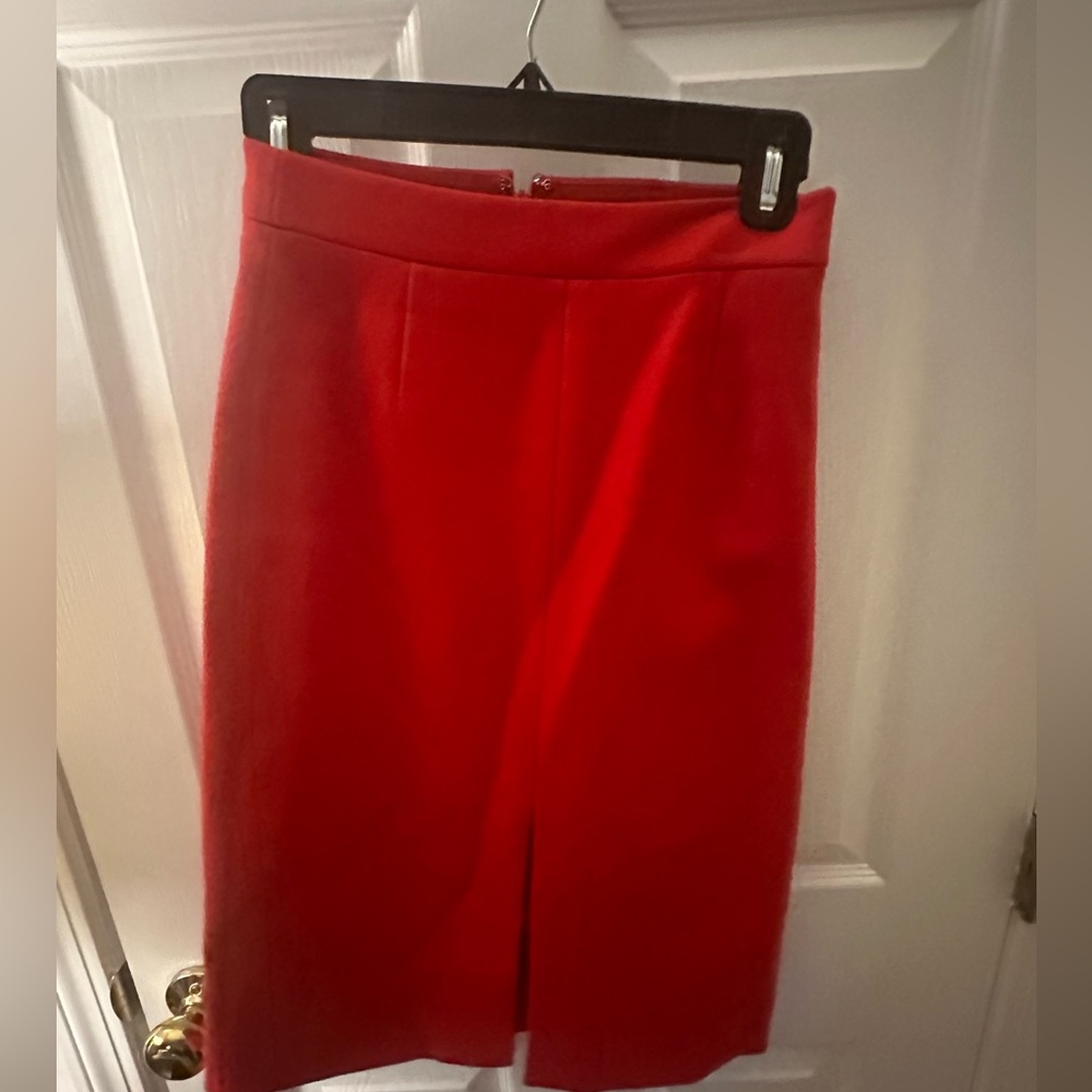 JCrew Red Wool Pencil Skirt